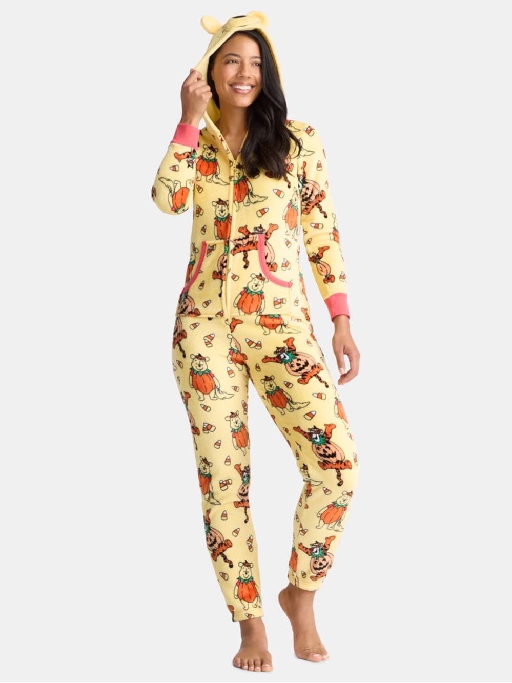 Disney Winnie The Pooh Pajamas Suit Halloween Costume One Piece Size XL 16-18